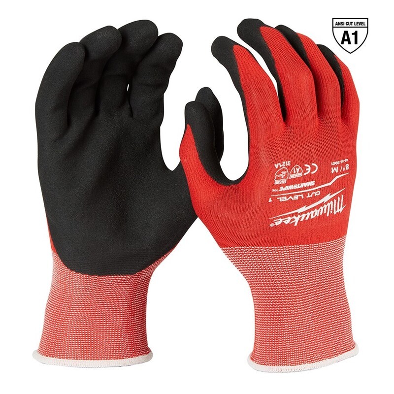 Guantes bañados en nitrilo anticorte nivel 1 talla mediana