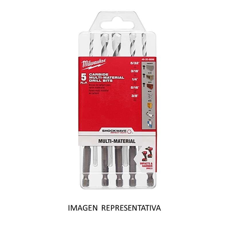 JUEGO DE 5 BROCAS MULTIMATERIAL CON ENTRADA HEXAGONAL